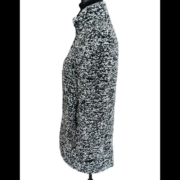 J Crew Lodge Coat, black/ ivory  boucle, Italian wool blend, size 0 P - Picture 7 of 14